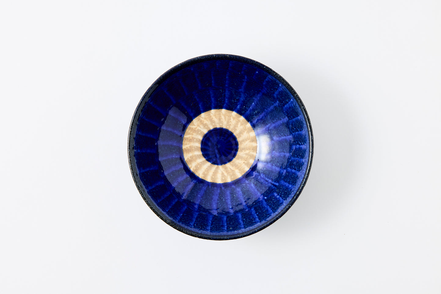 FD Blue Glaze Brush Stroke Mehagi 5.5-inch Flat Bowl Hasami Porcelain