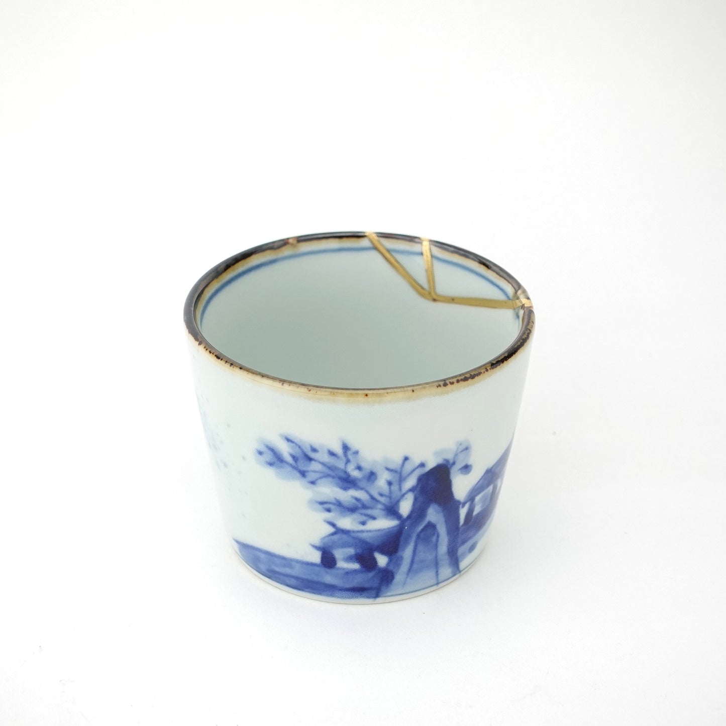 Gold Line Kosome Landscape Sobachoko Imari Porcelain