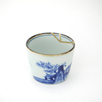 Gold Line Kosome Landscape Sobachoko Imari Porcelain