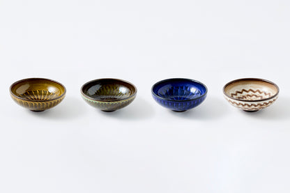 FD Amber Glaze Brush Stroke Round Flat Bowl Hasami Porcelain