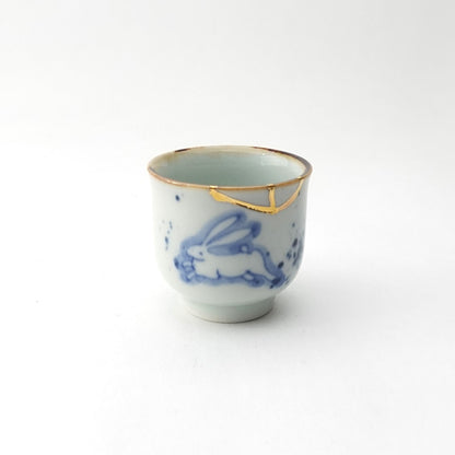 Gold Line Kosome Rabbit Sake Set Imari Porcelain