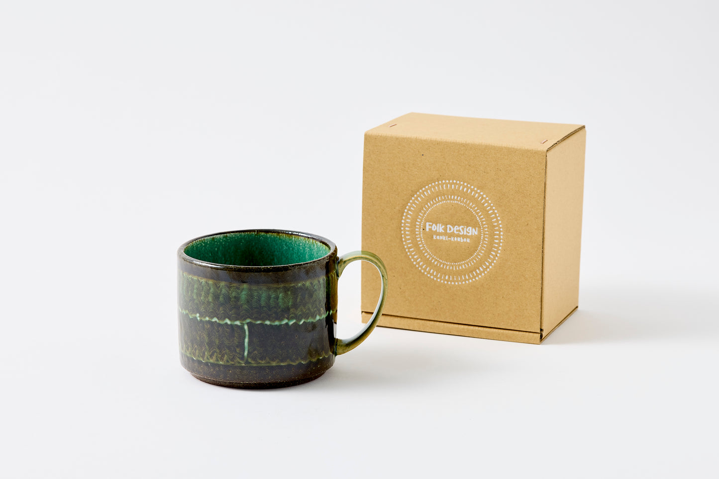 FD Green Glaze Bold Double Brush Stroke Mug Hasami Porcelain