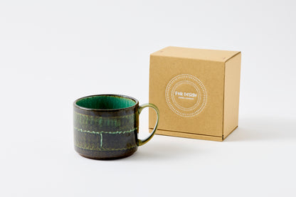 FD Green Glaze Bold Double Brush Stroke Mug Hasami Porcelain