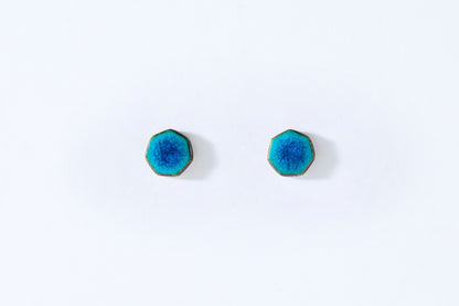 Deep Azure Heptagon Earrings