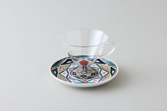 Coffee Cup & Saucer - Ko-Kutani Diamond Motif