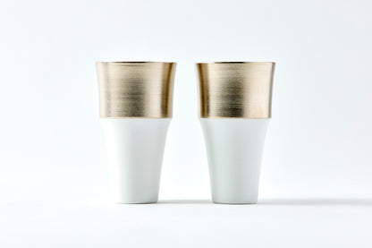 Set of 2 Stepped Free Cups 260ml - Platinum