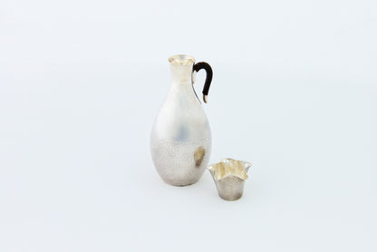 Silver Hammered Sake Pitcher and Cup Set