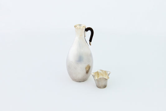 Silver Hammered Sake Pitcher and Cup Set