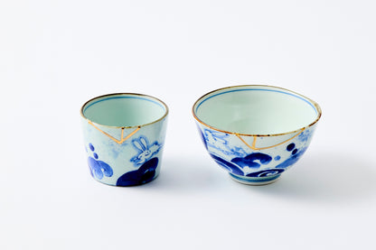 Gold Line Kosome Rabbit Sobachoko Imari Porcelain