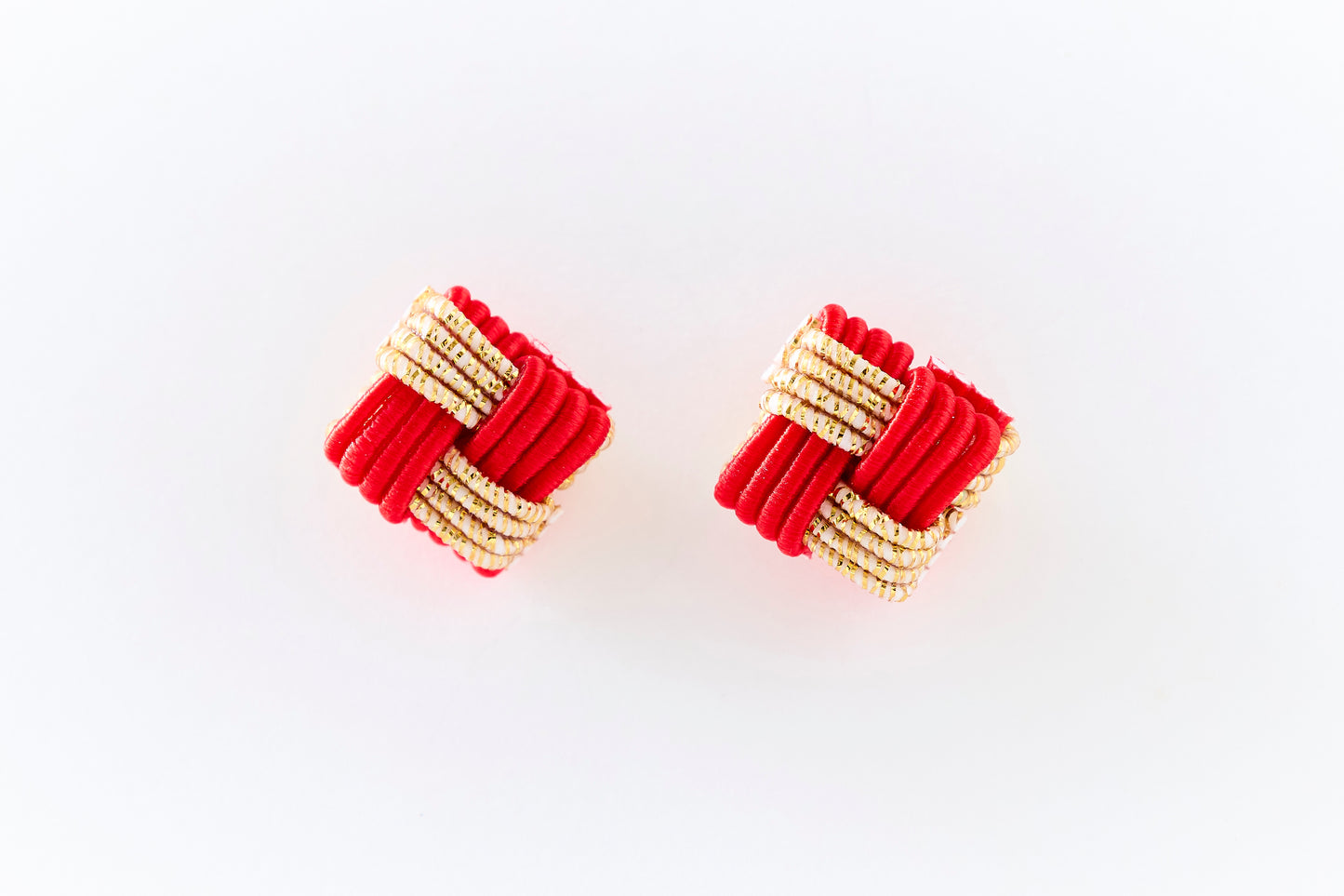 Ichimatsu | Pierced Earrings (Surgical Stainless Steel) - Red & Gold