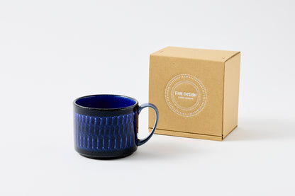 FD Blue Glaze Brush Stroke Mug Hasami Porcelain