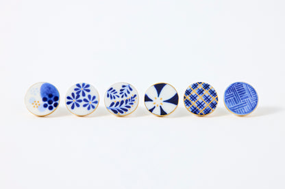 Hand-Painted Round Tile Fern Earrings