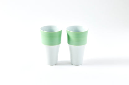 Set of 2 Stepped Free Cups 260ml - Pearl Green