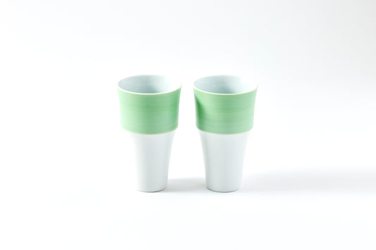 Set of 2 Stepped Free Cups 260ml - Pearl Green