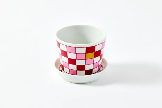 Soba Choko & Condiment Plate Set - JA Checkered Wine Red