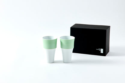 Set of 2 Stepped Free Cups 260ml - Pearl Green