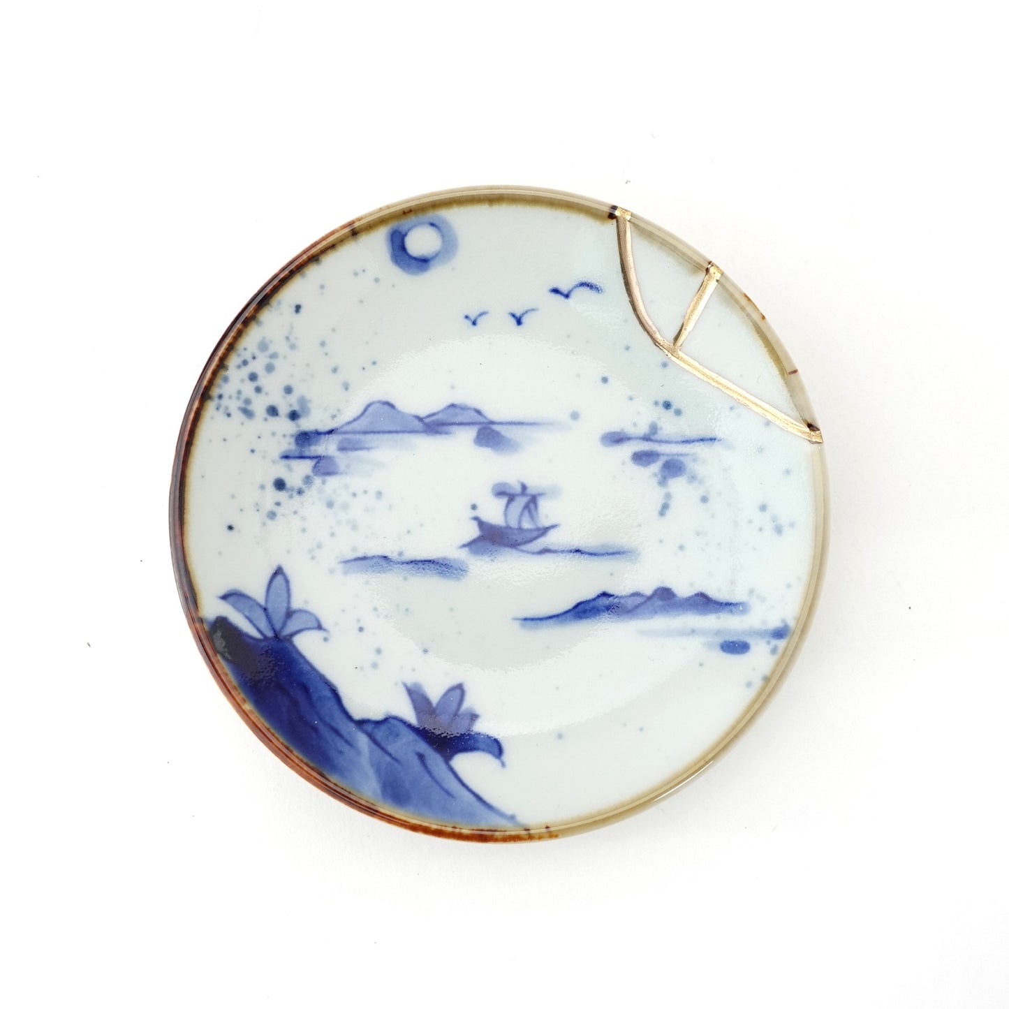 Gold Line Kosome Landscape Small Plate Imari Porcelain