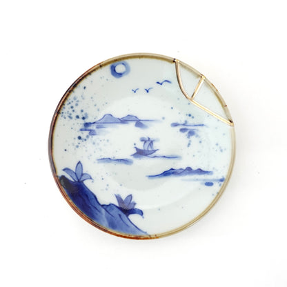Gold Line Kosome Landscape Small Plate Imari Porcelain