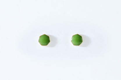 Sprout Green Heptagon Earrings