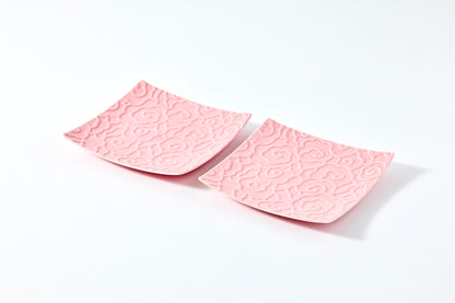 Set of 2 Zuiun Square Plates (S) - Pink