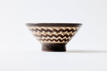 FD White Glaze Ripple Rice Bowl Hasami Porcelain