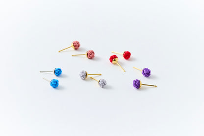 Musubi-dama | Post Pierced Earrings - Red