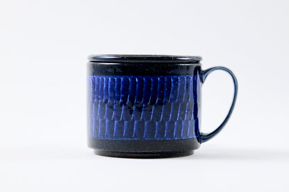 FD Blue Glaze Brush Stroke Lidded Mug Hasami Porcelain