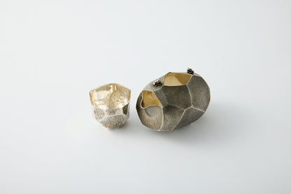 Pure Silver/Gold Bamboo-Shaped Sake Pitcher and Cup Set