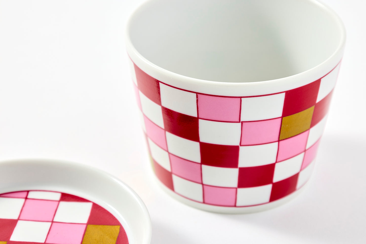 Soba Choko & Condiment Plate Set - JA Checkered Wine Red