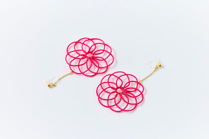 Hana Wind Chime | Non-Pierced Earrings (Resin) - Raspberry Red
