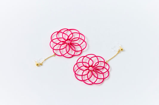 Hana Wind Chime | Non-Pierced Earrings (Resin) - Raspberry Red