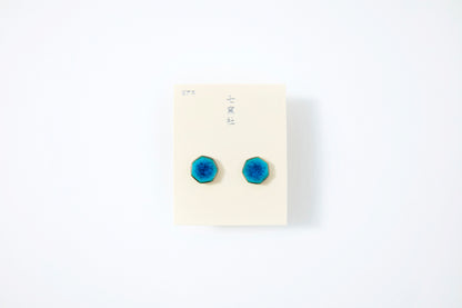 Deep Azure Heptagon Earrings