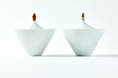 Small Bowl & Rice Bowl with Lid - Platinum Gold