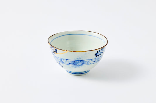 Gold Line Kosome Bush Clover Rice Bowl Imari Porcelain