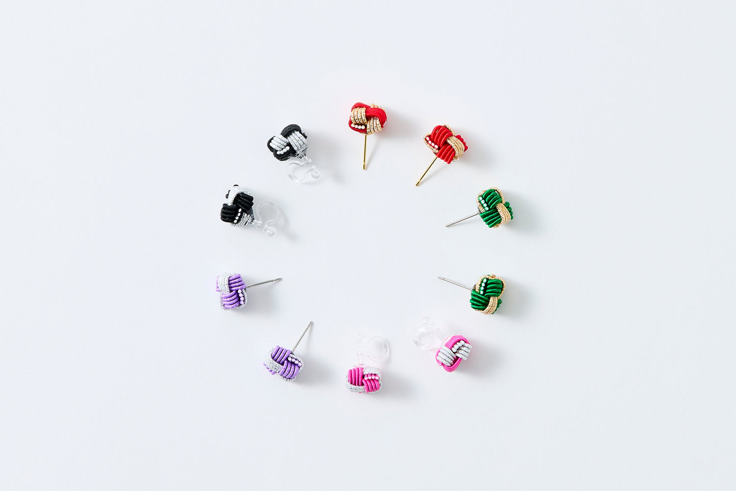 Ichimatsu | Pierced Earrings (Surgical Stainless Steel) - Green & Gold