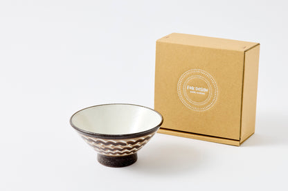 FD White Glaze Ripple Rice Bowl Hasami Porcelain