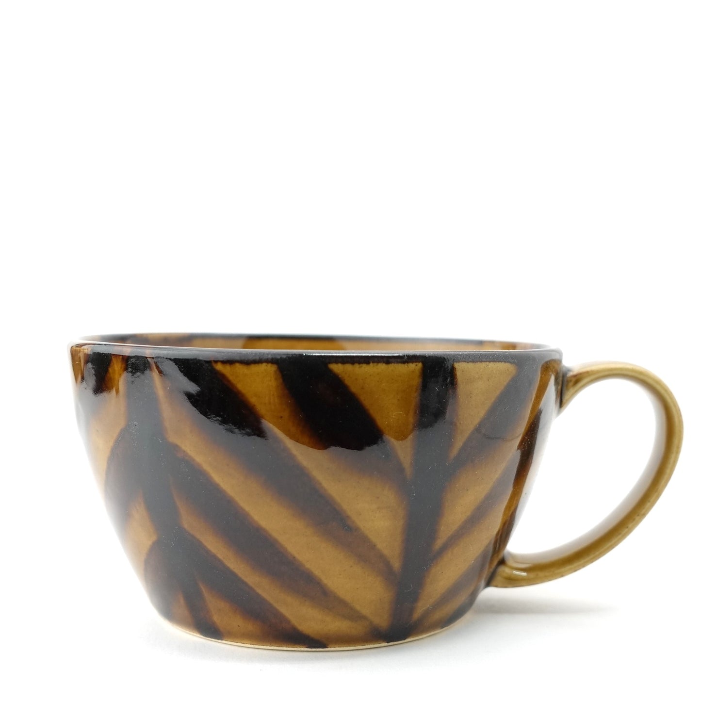 FD Arrow Feather Motif Amber Glaze Soup Mug Hasami Porcelain