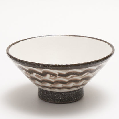 FD White Glaze Ripple Rice Bowl Hasami Porcelain