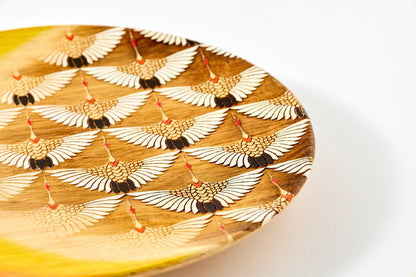 Decorative Plate – Flock of Cranes beneath a Crescent Moon