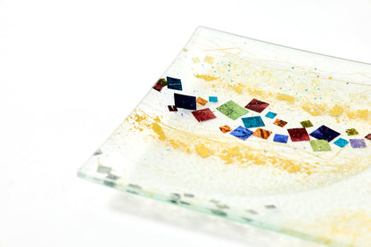 Twin Moons – Iroyaku with Kirihaku – Translucent Square Plate