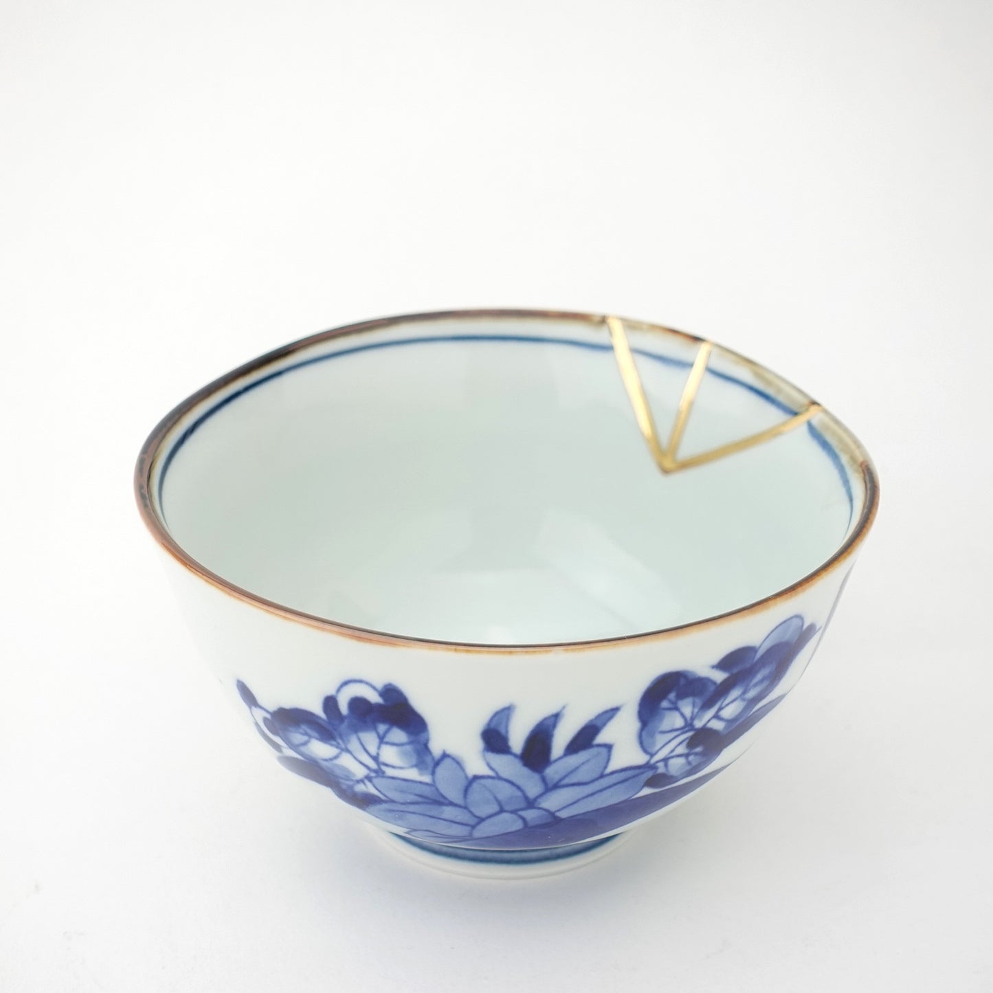 Gold Line Kosome Floral Garland Rice Bowl Imari Porcelain