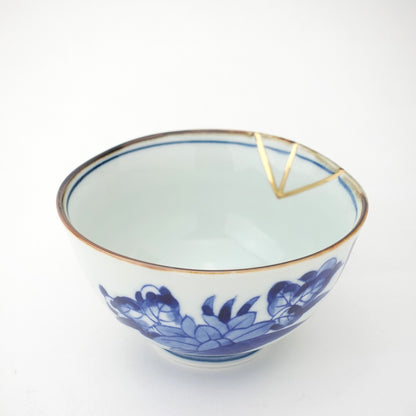 Gold Line Kosome Floral Garland Rice Bowl Imari Porcelain