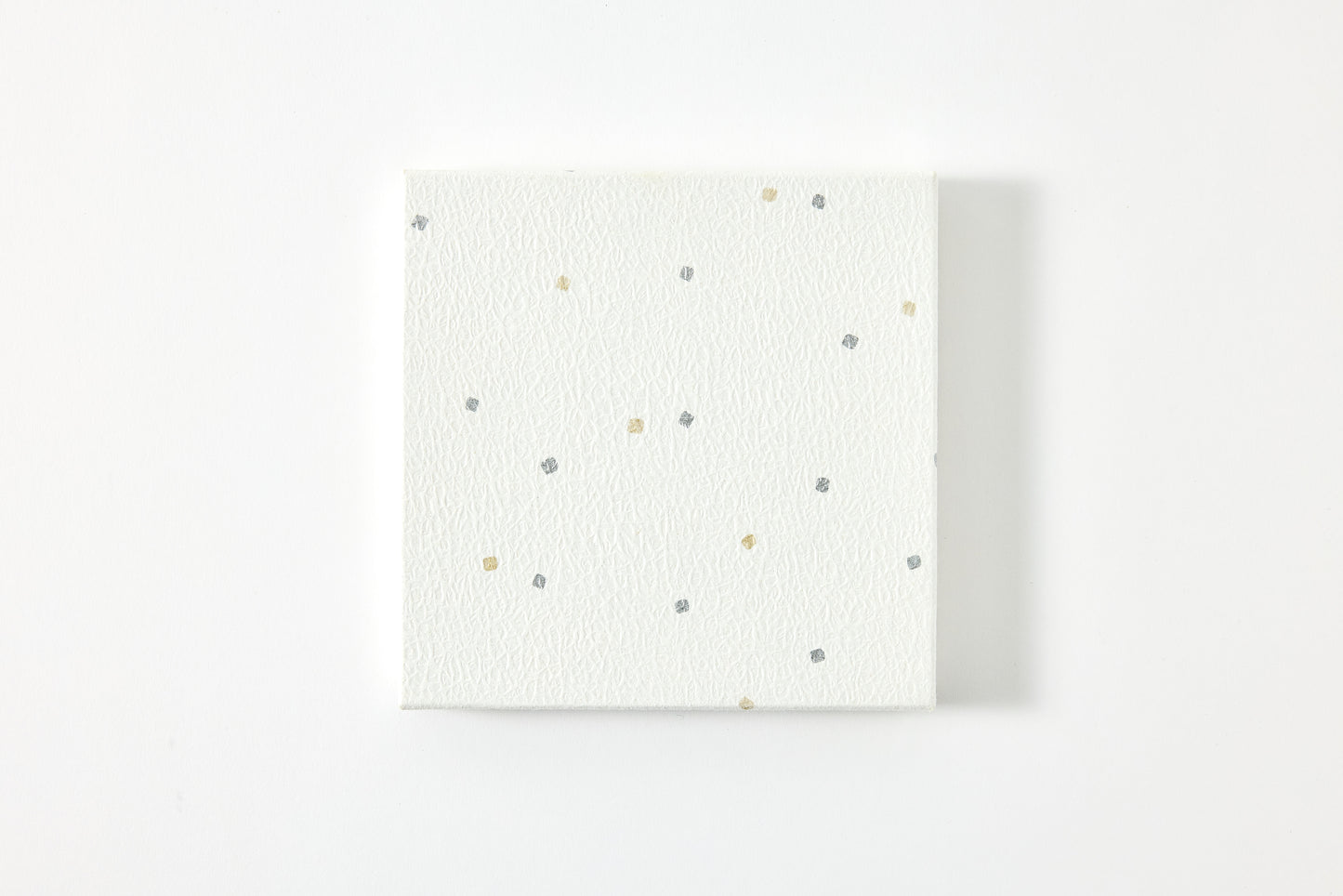 Water Surface Moon – Square Plate with Pale Pink & Pebbled Silver Foil, Burnished Gold Leaf – Black
