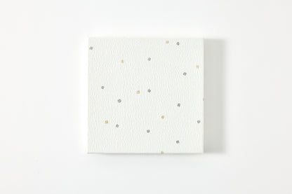 Water Surface Moon – Square Plate with Pale Pink & Pebbled Silver Foil, Burnished Gold Leaf – Black