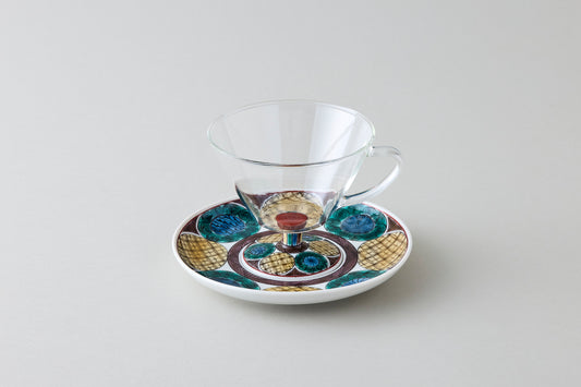 Coffee Cup & Saucer - Ko Kutani Circle Motif