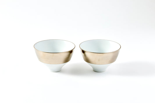 Set of 2 Steped Rice Bowls - Platinum