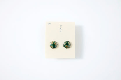 Green Moon Heptagon Earrings