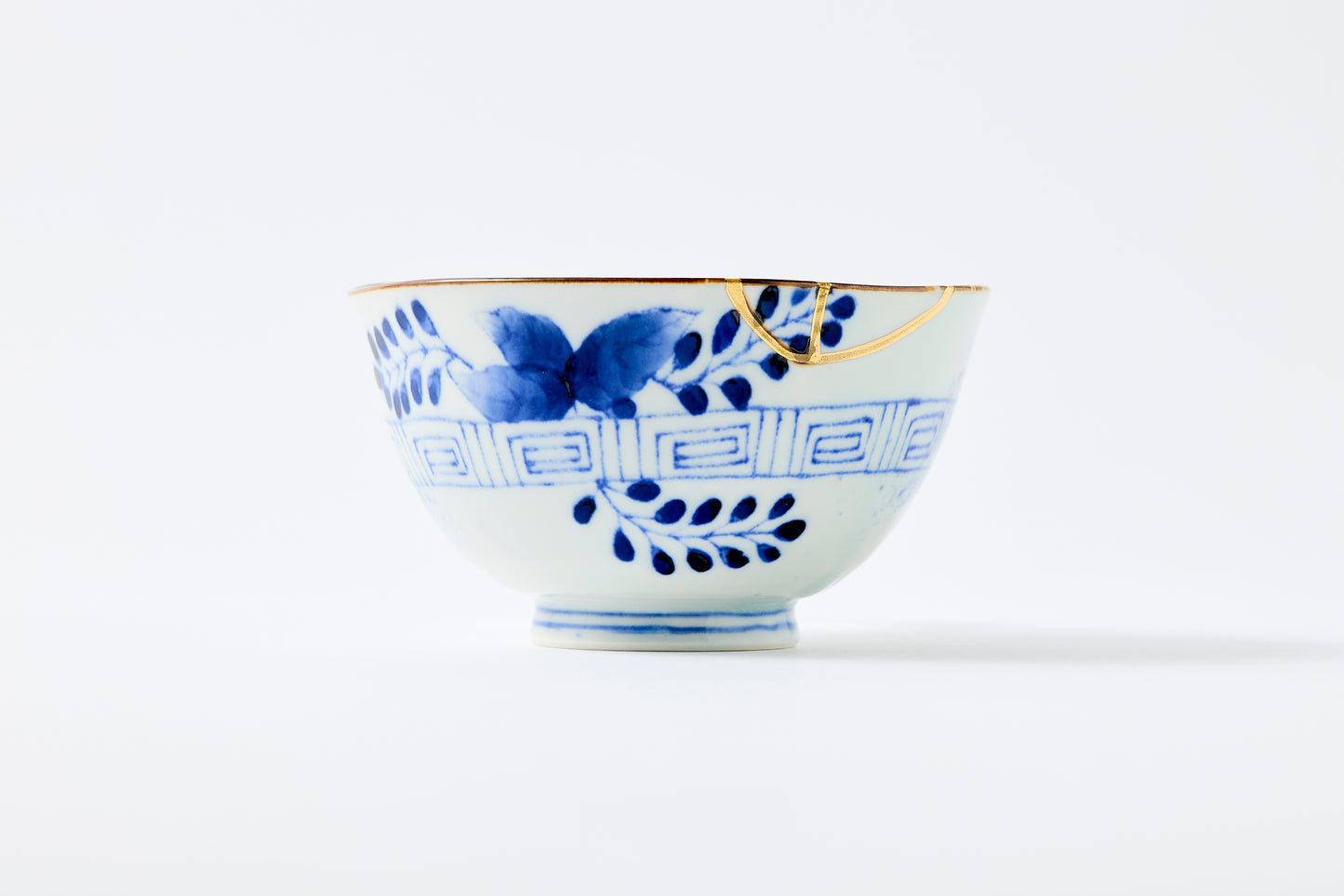 Gold Line Kosome Bush Clover Rice Bowl Imari Porcelain