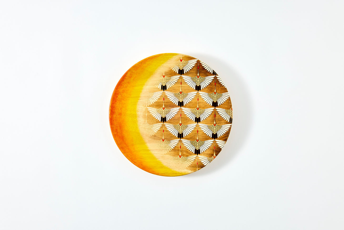 Decorative Plate – Flock of Cranes beneath a Crescent Moon