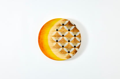 Decorative Plate – Flock of Cranes beneath a Crescent Moon